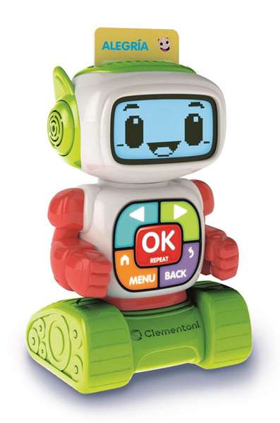 Clementoni Robot Educativo Eddie, Pantalla LCD para Enseñar Letras, Números y Emociones, 20x25x10,5 cm