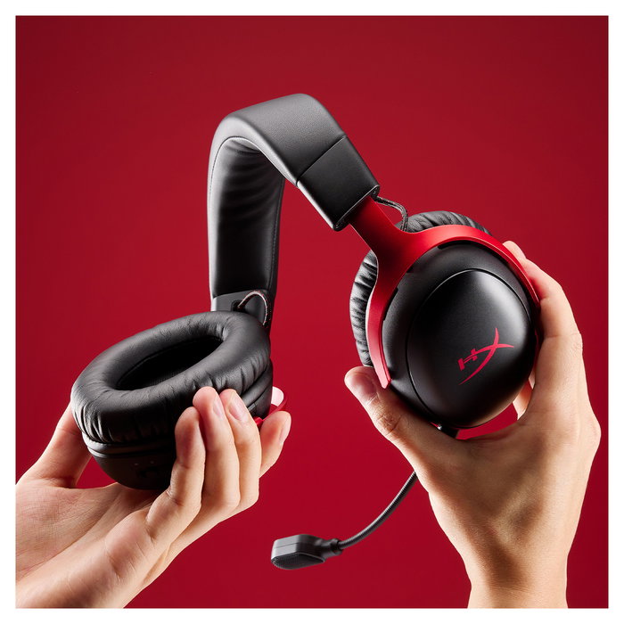 HyperX Cloud III S Wireless Gaming Headset Negro/Rojo - Inalámbrico 2.4GHz, Bluetooth 5.3, 120h Batería, Micrófono Desmontable, Referencia A59Z0AA