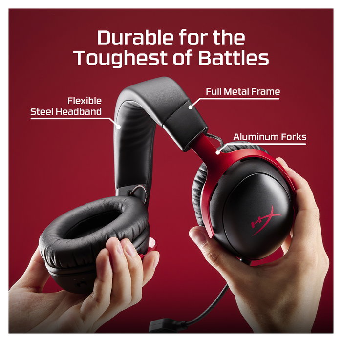 HyperX Cloud III S Wireless Gaming Headset Negro/Rojo - Inalámbrico 2.4GHz, Bluetooth 5.3, 120h Batería, Micrófono Desmontable, Referencia A59Z0AA