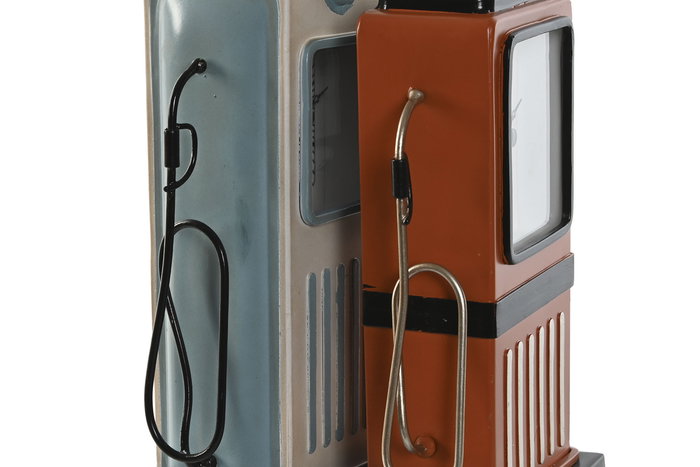 DKD Home Decor Reloj Sobremesa Vintage Naranja Azul Gasoliner Metal Cristal 7.5 x 32 x 12 cm (2 Unidades)