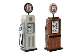 DKD Home Decor Reloj Sobremesa Vintage Naranja Azul Gasoliner Metal Cristal 7.5 x 32 x 12 cm (2 Unidades)