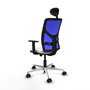 PIQUERAS Y CRESPO Silla de oficina Motilla con mecanismo Sincro/Traslack, Azul y Blanco