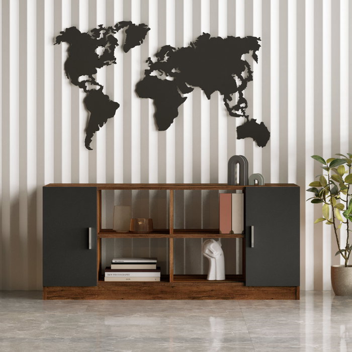 Hanah Home Vo15-Ba Conjunto Muebles Oficina Nogal y Antracita Tablero Melamina Mesa Estudio 140cm