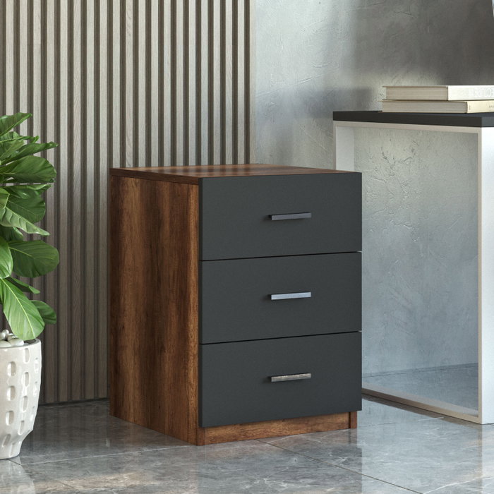 Hanah Home Vo15-Ba Conjunto Muebles Oficina Nogal y Antracita Tablero Melamina Mesa Estudio 140cm