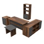 Hanah Home Vo15-Ba Conjunto Muebles Oficina Nogal y Antracita Tablero Melamina Mesa Estudio 140cm