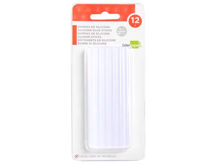 Liderpapel Barra Termofusible Silicona para Pistola 7 mm x 100 mm Blister 12 Unidades