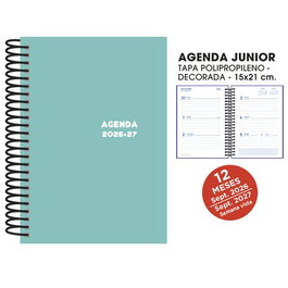 SENFORT Agenda Escolar Junior Espiral Tapa PVC 150x210 Turquesa (2026-27)