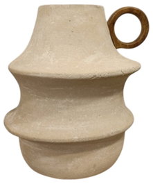 DKD Home Decor Jarrón de Fibra de Papel 34x28x34 en Color Crudo Natural