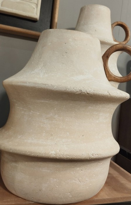 DKD Home Decor Jarrón de Fibra de Papel 34x28x34 en Color Crudo Natural