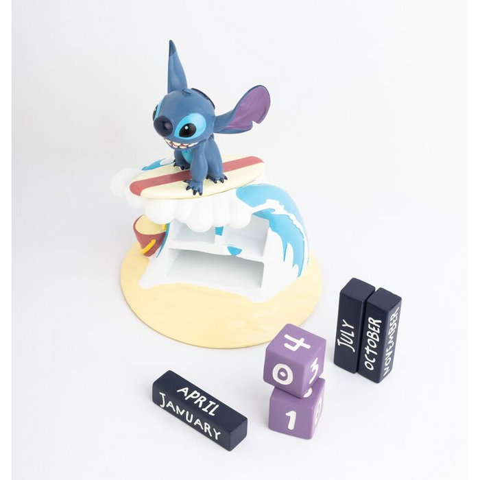 ERIK Calendario Perpetuo 3D Surfer Stitch Disney de Resina, Decorativo y Regalo, 12x15x12cm ERIK Calendario Perpetuo 3D Surfer Stitch Disney de Resina, Decorativo y Regalo, 12x15x12cm