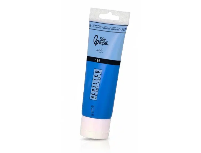 Liderpapel Pintura acrílica en tubo de plástico de 120 ml color Azul cian