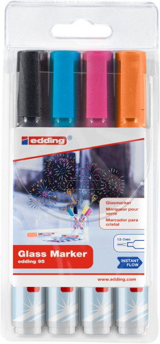 EDDING Marcadores 95 para Cristal Multicolor (4 unidades) EDDING Marcadores 95 para Cristal Multicolor (4 unidades)