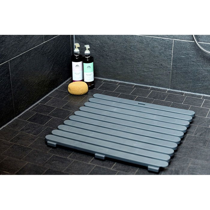 Wenko 22947100 Tarima de baño in/outdoor gris 55 x 55 cm plástico resistente antideslizante para ducha, baño, sauna y piscina