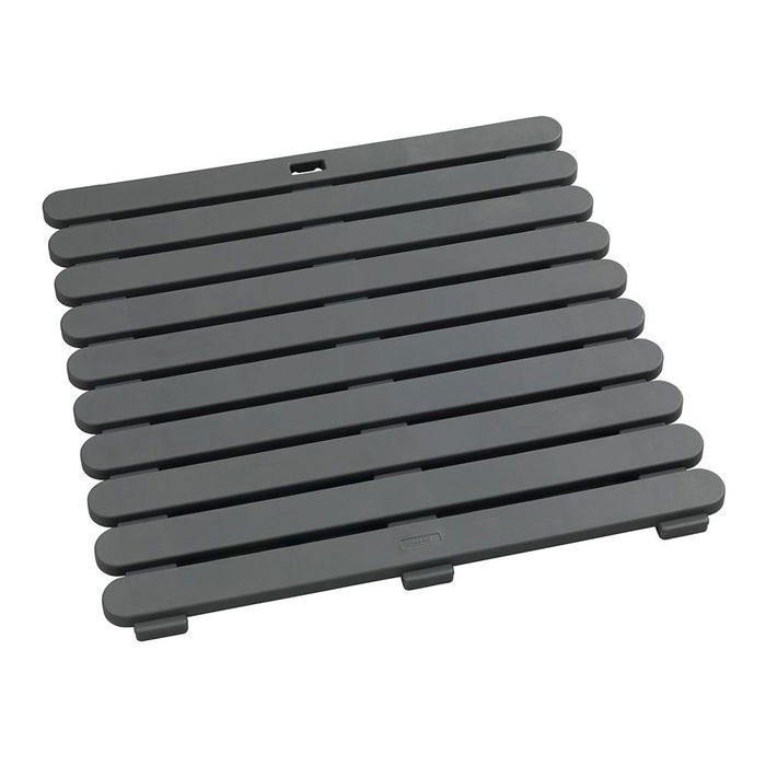 Wenko 22947100 Tarima de baño in/outdoor gris 55 x 55 cm plástico resistente antideslizante para ducha, baño, sauna y piscina