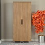 Hanah Home Guzzo Armario Multiusos Roble Oscuro, Mueble de Almacenamiento con Estantes, Ruedas y Fijación a Pared, 80x180x42 cm