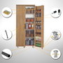 Hanah Home Guzzo Armario Multiusos Roble Oscuro, Mueble de Almacenamiento con Estantes, Ruedas y Fijación a Pared, 80x180x42 cm