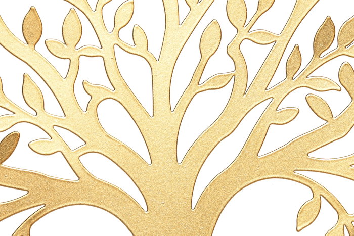 DKD Home Decor Decoración de Pared de Metal Árbol Dorado