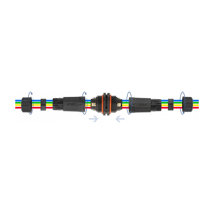 DeLOCK Conector de cable para exteriores 4 pines IP68 Negro