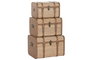 DKD Home Decor Set de 3 Baúles de PU y Bambú Marrón