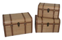 DKD Home Decor Set de 3 Baúles de PU y Bambú Marrón