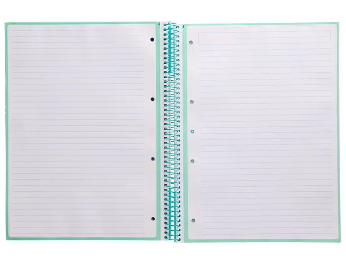 Antartik Cuaderno espiral micro A4, tapa forrada, 80 hojas, 90 gr, impresión horizontal, 4 taladros, banda, color menta
