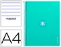 Antartik Cuaderno espiral micro A4, tapa forrada, 80 hojas, 90 gr, impresión horizontal, 4 taladros, banda, color menta