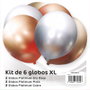 Party Time - Juego de 6 Globos XL (Oro Rosa, Plata, Cobre) para Fiestas y Decoración