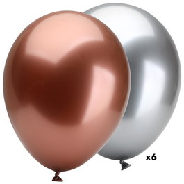 Party Time - Juego de 6 Globos XL (Oro Rosa, Plata, Cobre) para Fiestas y Decoración