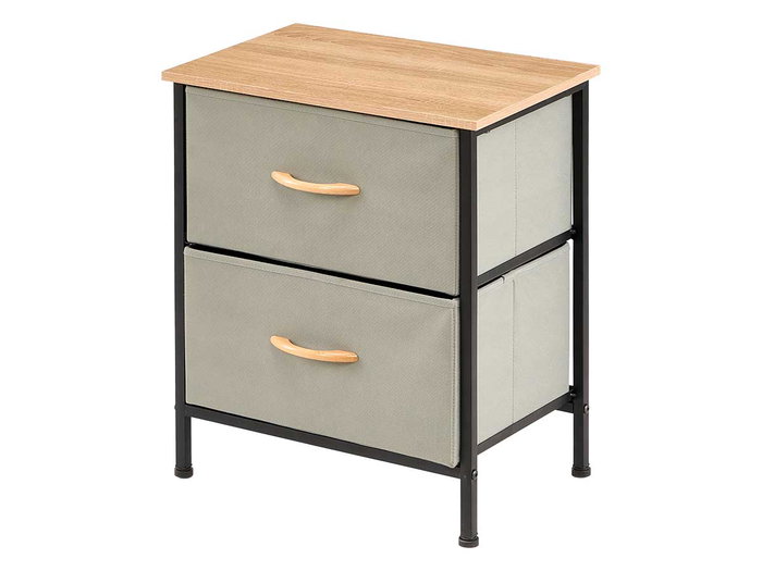 GIFTDECOR Mueble de 2 cajones Gris, Madera y Negro