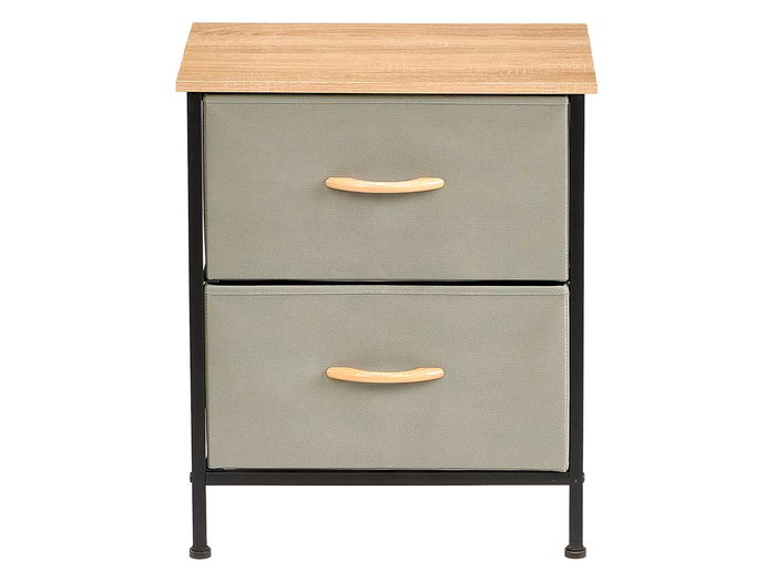 GIFTDECOR Mueble de 2 cajones Gris, Madera y Negro