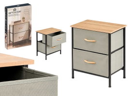 GIFTDECOR Mueble de 2 cajones Gris, Madera y Negro
