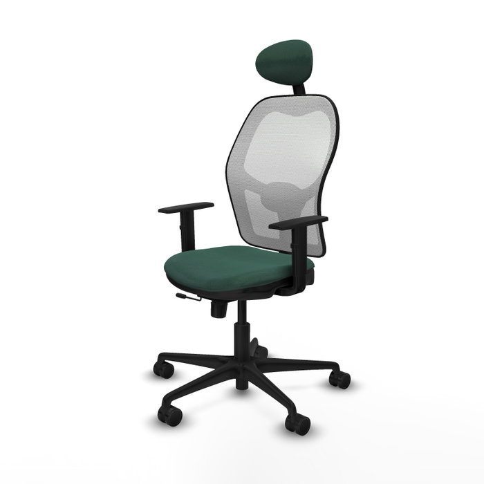 PIQUERAS Y CRESPO Silla de oficina Jorquera con mecanismo Sincro/Traslack, Verde botella y Blanco