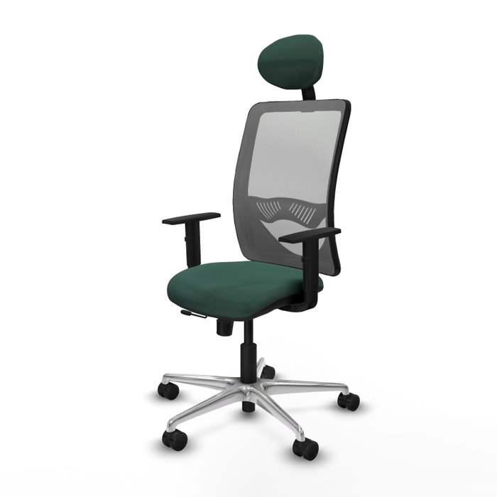PIQUERAS Y CRESPO Silla de oficina Zulema con mecanismo Sincro/Traslack, Verde botella y Gris