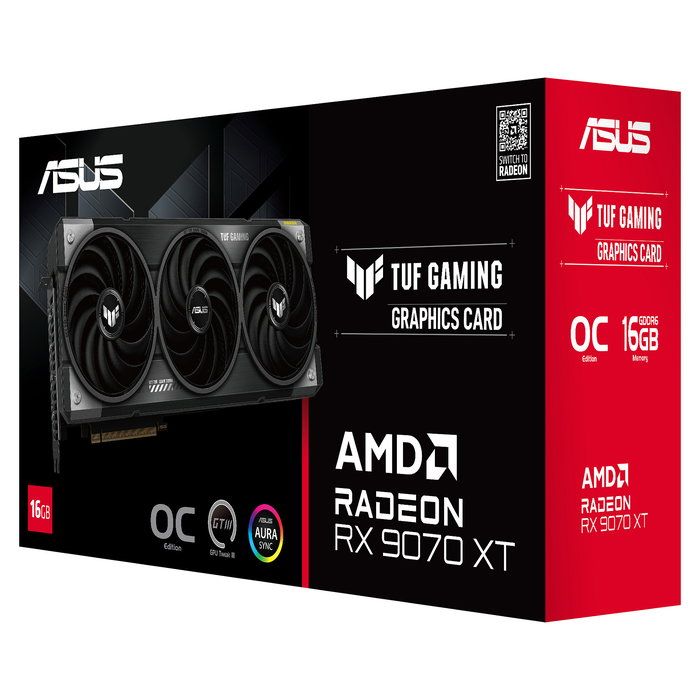 ASUS TUF Gaming TUF-RX9070XT-O16G-GAMING Tarjeta Gráfica Radeon RX 9070 XT 16 GB GDDR6 256-bit OC Edition con 3 Ventiladores PCIe 5.0