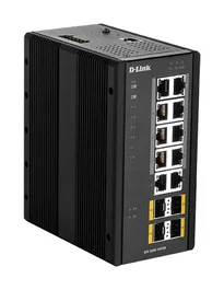 D-Link DIS-300G-14PSW Switch Gigabit Ethernet Industrial Gestionable L2, 14 Puertos (10x10/100/1000BASE-T con 8 PoE+ + 4 SFP), Montaje Pared/DIN, Negro
