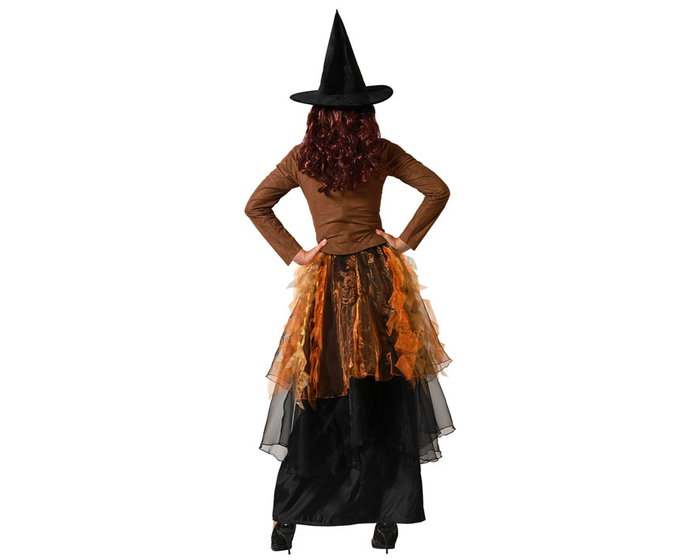 Disfraz de Bruja Marrón con Vestido de Tul y Sombrero para Mujer Adulta XS-S