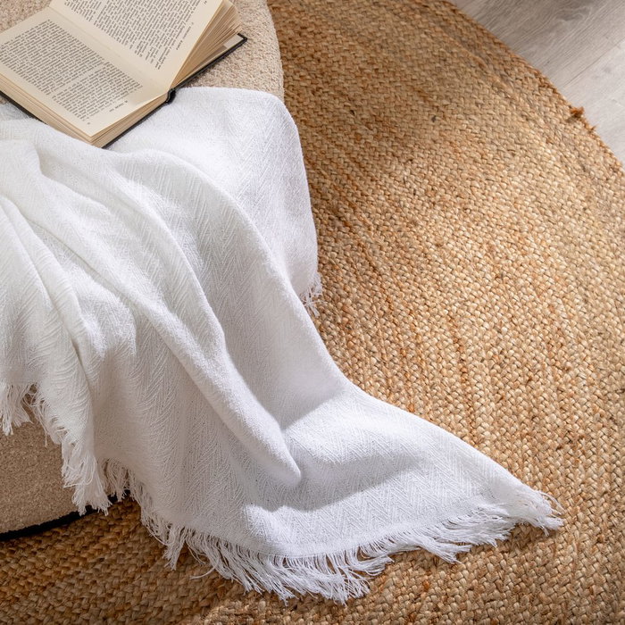 Plaid Espiga Blanco Algodón Decoración 180 X 260 cm