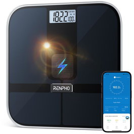 Renpho PEU-R-A020-BK Báscula Inteligente Solar 2 ITO BLE 11x11x0.9 Pulgadas Negra