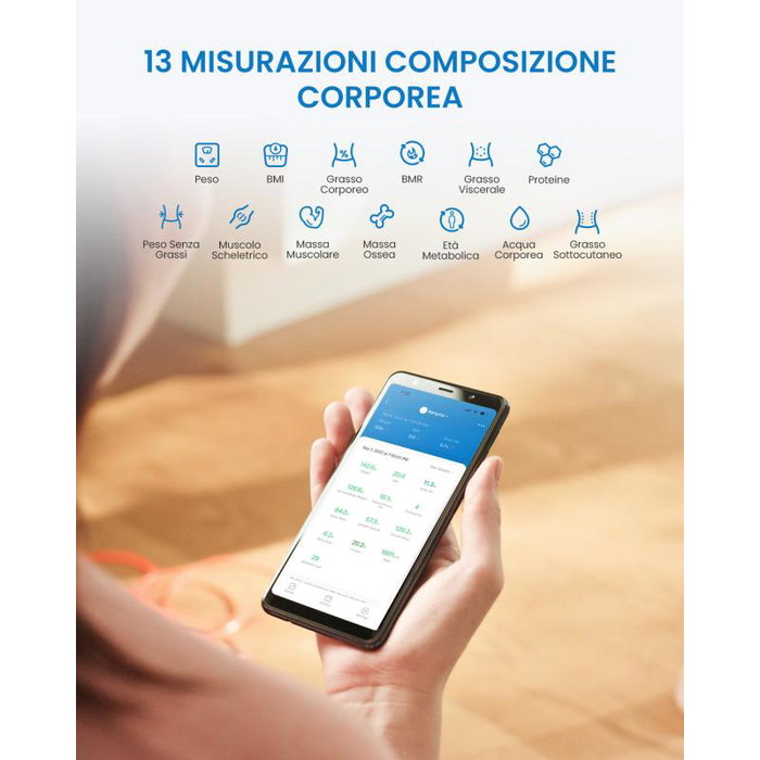 Renpho Scale Elis Solar 2 Smart, Báscula con Bluetooth y WLAN, Negra Schwarz, Modelo PEU-R-A020-BK (PEURA020BK)