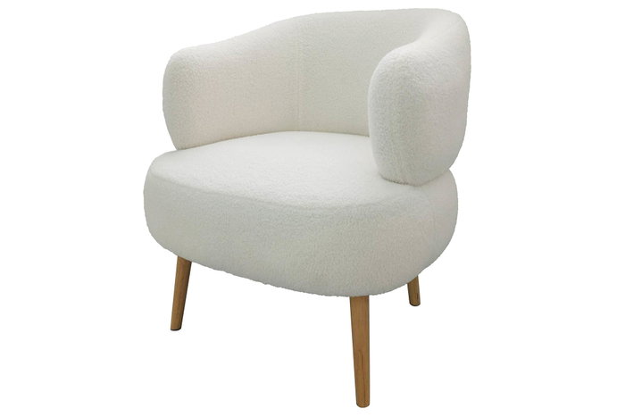 DKD Home Decor Butaca Blanco Natural Poliester Madera 70 x 80 x 70 cm