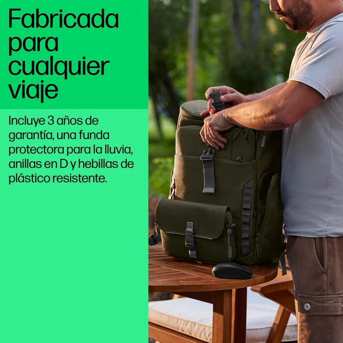 HP Mochila Modular para Portátil 9J4C1AA, 15.6 Pulgadas (39.6 cm) - Convertible en Funda y Bolsa, 27L, Resistente al Agua, Verde y Gris