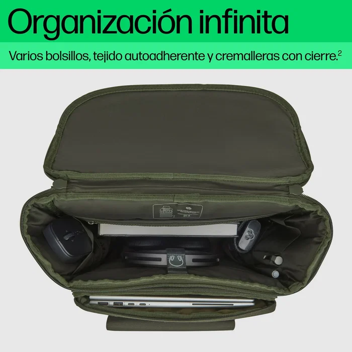 HP Mochila Modular para Portátil 9J4C1AA, 15.6 Pulgadas (39.6 cm) - Convertible en Funda y Bolsa, 27L, Resistente al Agua, Verde y Gris