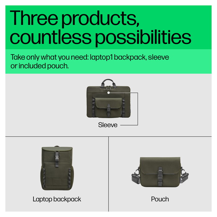 HP Mochila Modular para Portátil de 15,6 Pulgadas Verde y Gris