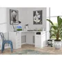 TOLEDE Escritorio de esquina 1 puerta 4 cajones - Decoración de papel blanco - L 125 x P 125 x H 75 cm