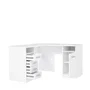 TOLEDE Escritorio de esquina 1 puerta 4 cajones - Decoración de papel blanco - L 125 x P 125 x H 75 cm