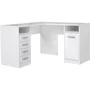 TOLEDE Escritorio de esquina 1 puerta 4 cajones - Decoración de papel blanco - L 125 x P 125 x H 75 cm