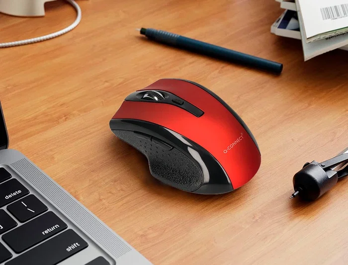 Q-connect Ratón Óptico Inalámbrico 2,4 GHz 1000 DPI Receptor USB Rojo