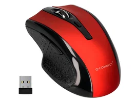 Q-connect Ratón Óptico Inalámbrico 2,4 GHz 1000 DPI Receptor USB Rojo