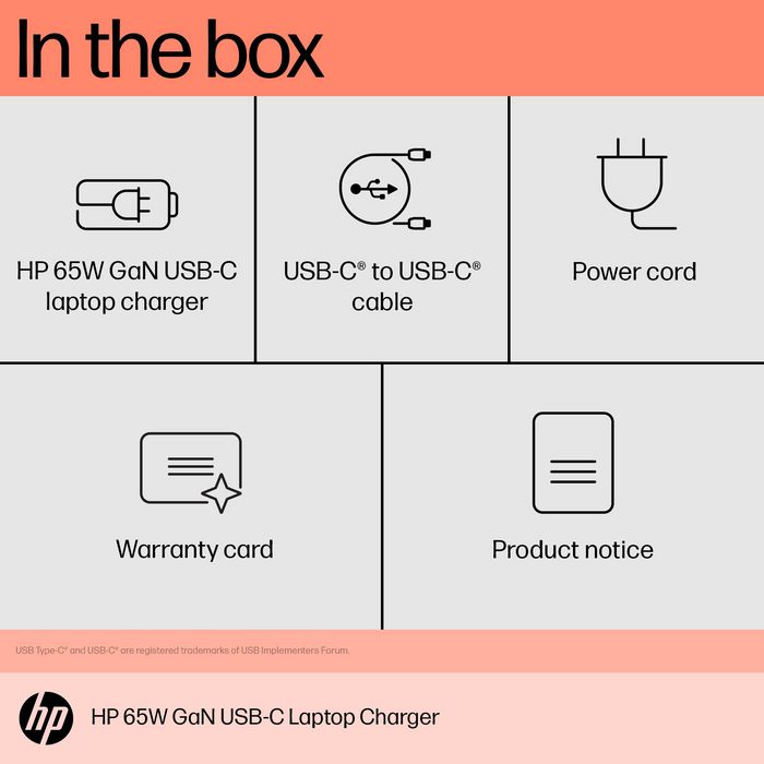 HP Cargador GaN 65W USB-C para Portátil, 2 Puertos, Compacto y Rápido, con Tecnología Gallium Nitride HP Cargador GaN 65W USB-C para Portátil, 2 Puertos, Compacto y Rápido, con Tecnología Gallium Nitride