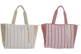 DKD Home Decor Bolso Mediterraneo Beige Rojo 42 x 18 x 36 cm (4 Unidades)